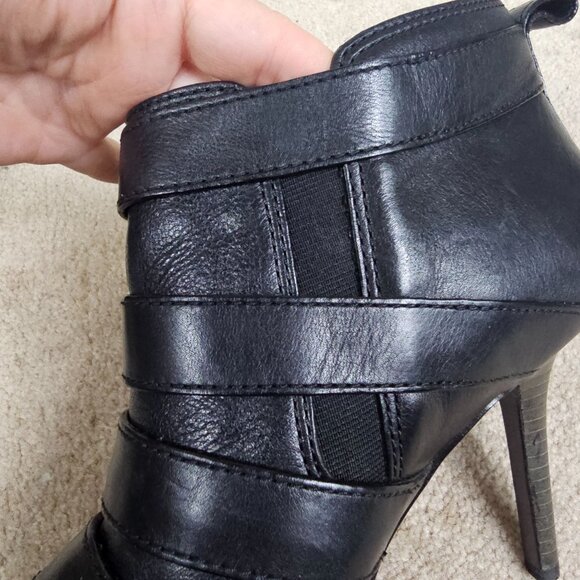 Coach Tessie Black Leather Heeled Booties Buckles Sz 10B Almond Toe Goth Baddie - Picture 7 of 10